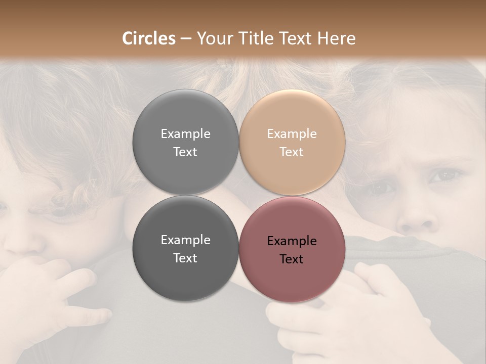 Two Little Girls Hugging Each Other In Front Of A Brown Background PowerPoint Template
