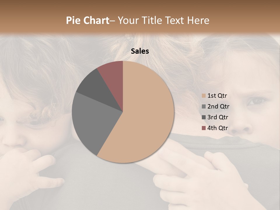 Two Little Girls Hugging Each Other In Front Of A Brown Background PowerPoint Template