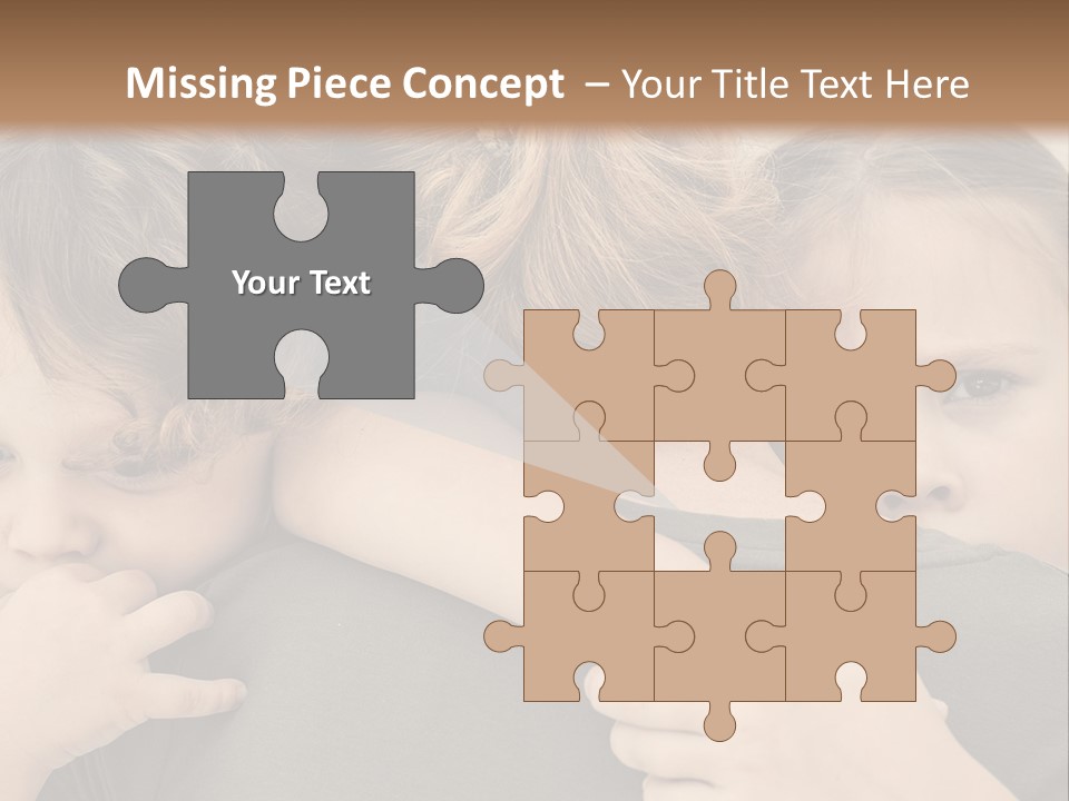 Two Little Girls Hugging Each Other In Front Of A Brown Background PowerPoint Template