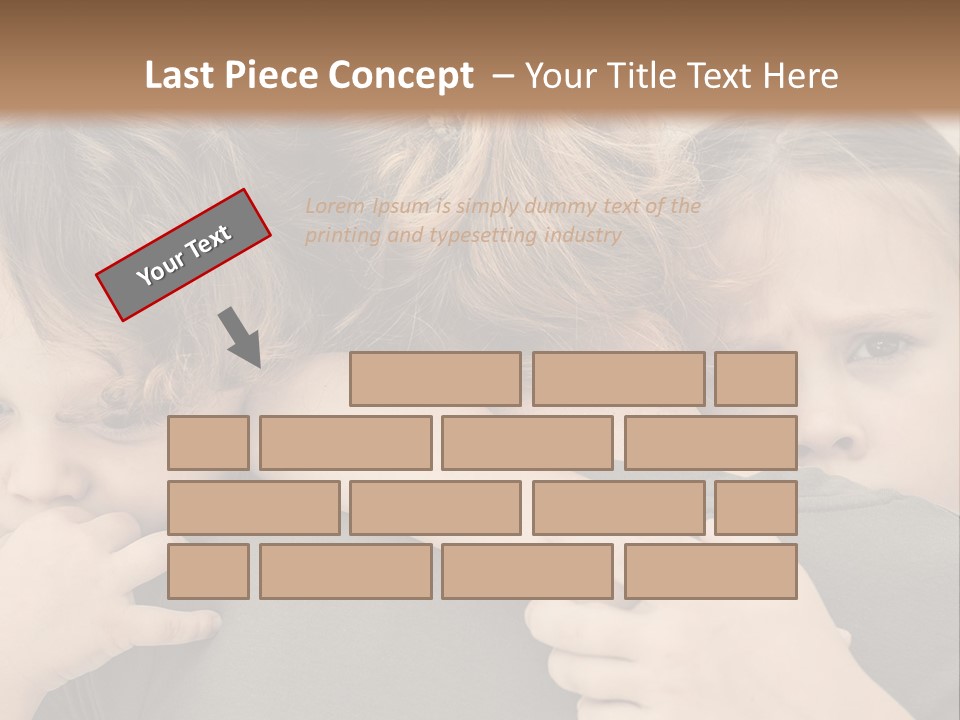 Two Little Girls Hugging Each Other In Front Of A Brown Background PowerPoint Template