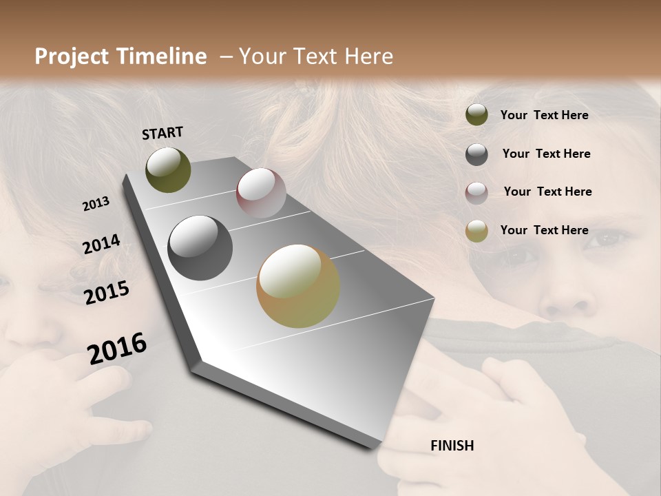 Two Little Girls Hugging Each Other In Front Of A Brown Background PowerPoint Template