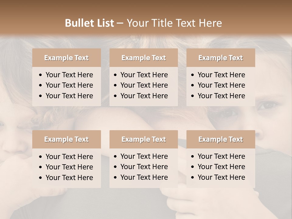 Two Little Girls Hugging Each Other In Front Of A Brown Background PowerPoint Template