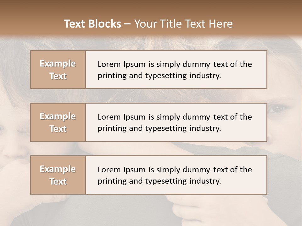Two Little Girls Hugging Each Other In Front Of A Brown Background PowerPoint Template