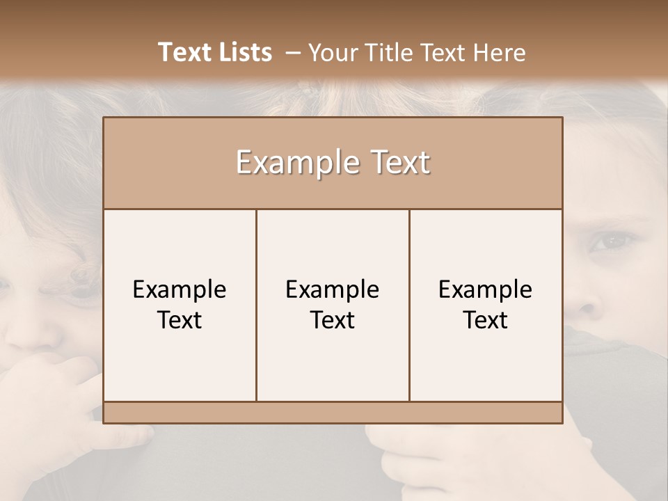 Two Little Girls Hugging Each Other In Front Of A Brown Background PowerPoint Template