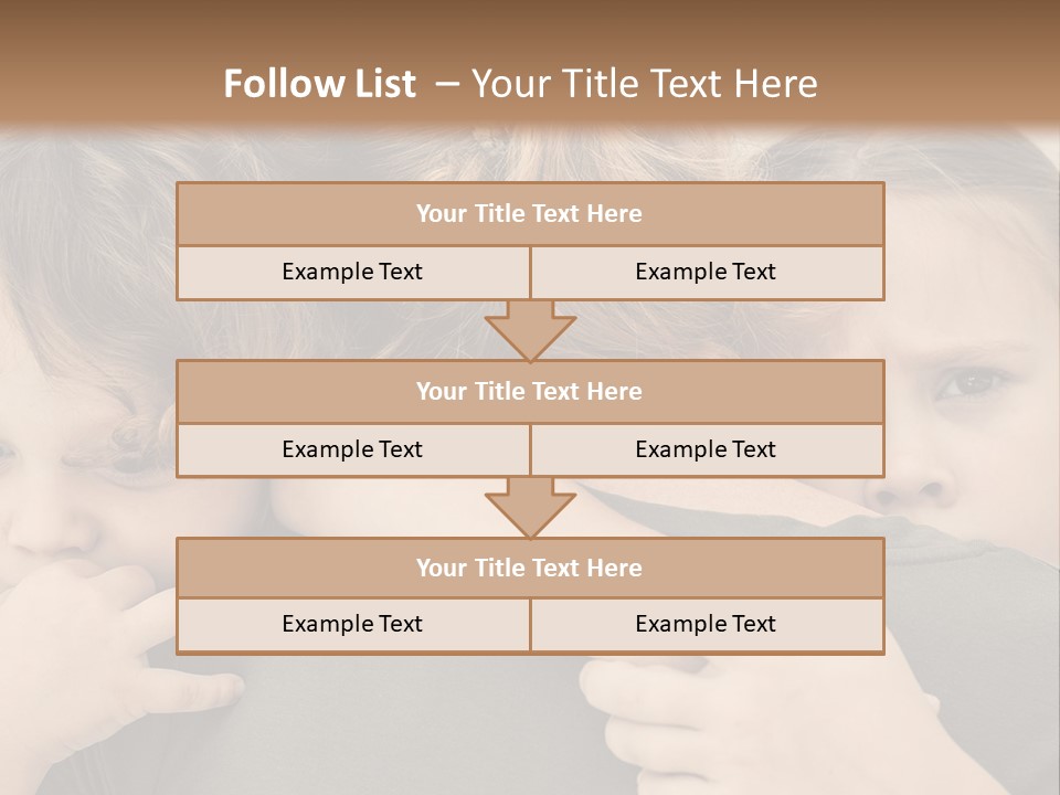 Two Little Girls Hugging Each Other In Front Of A Brown Background PowerPoint Template