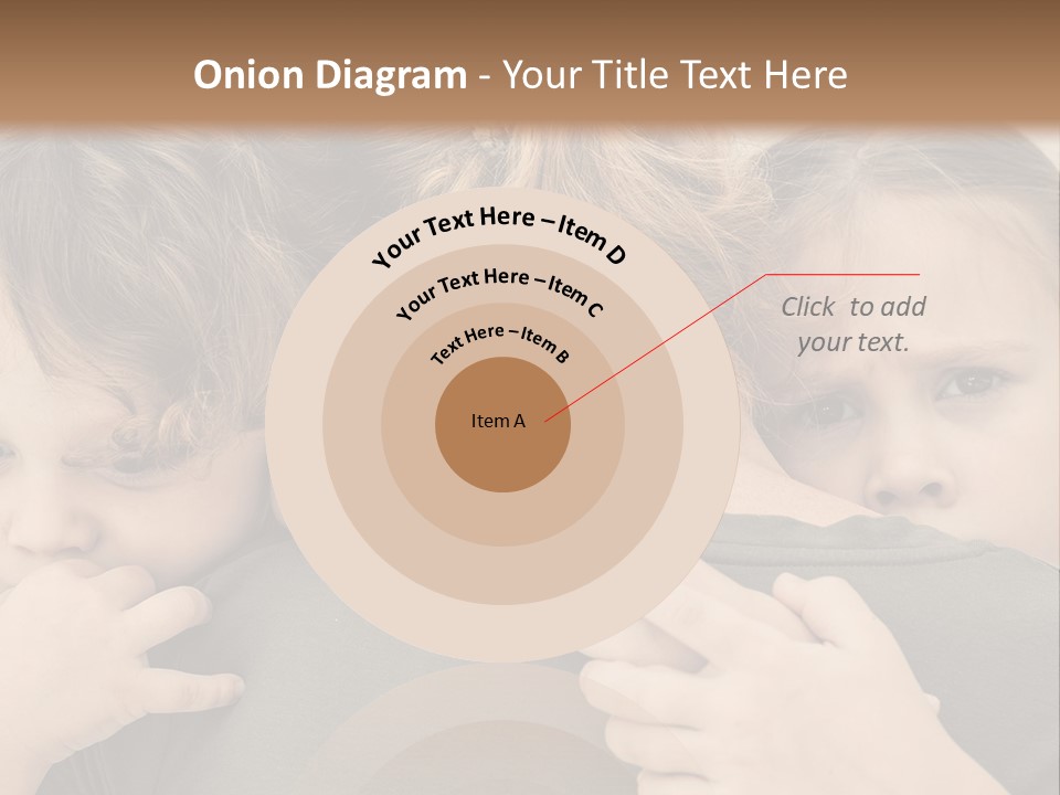 Two Little Girls Hugging Each Other In Front Of A Brown Background PowerPoint Template