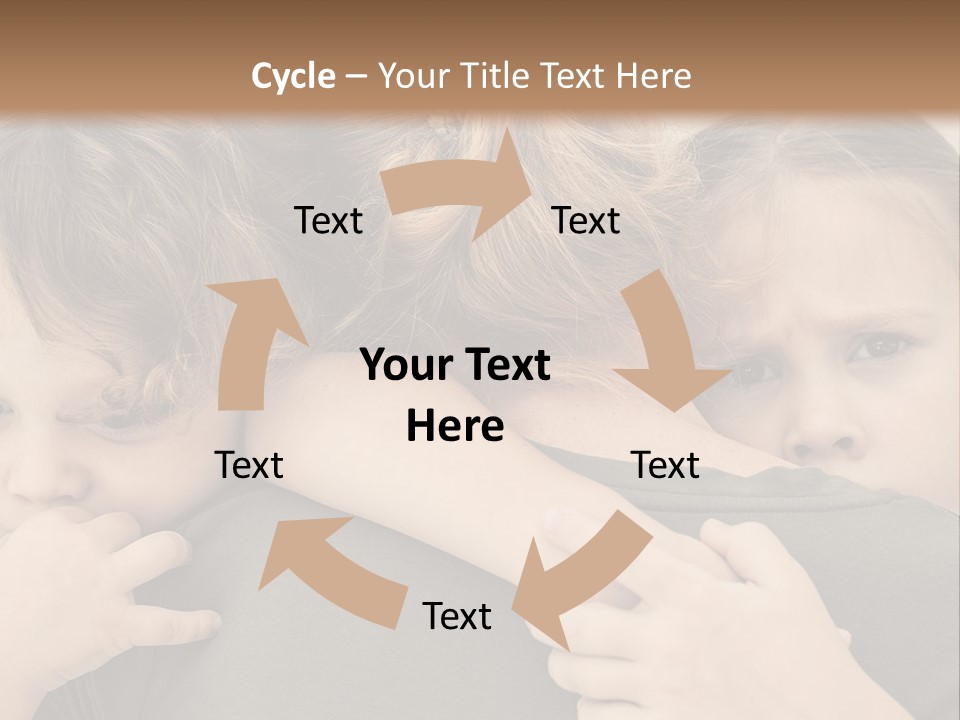 Two Little Girls Hugging Each Other In Front Of A Brown Background PowerPoint Template