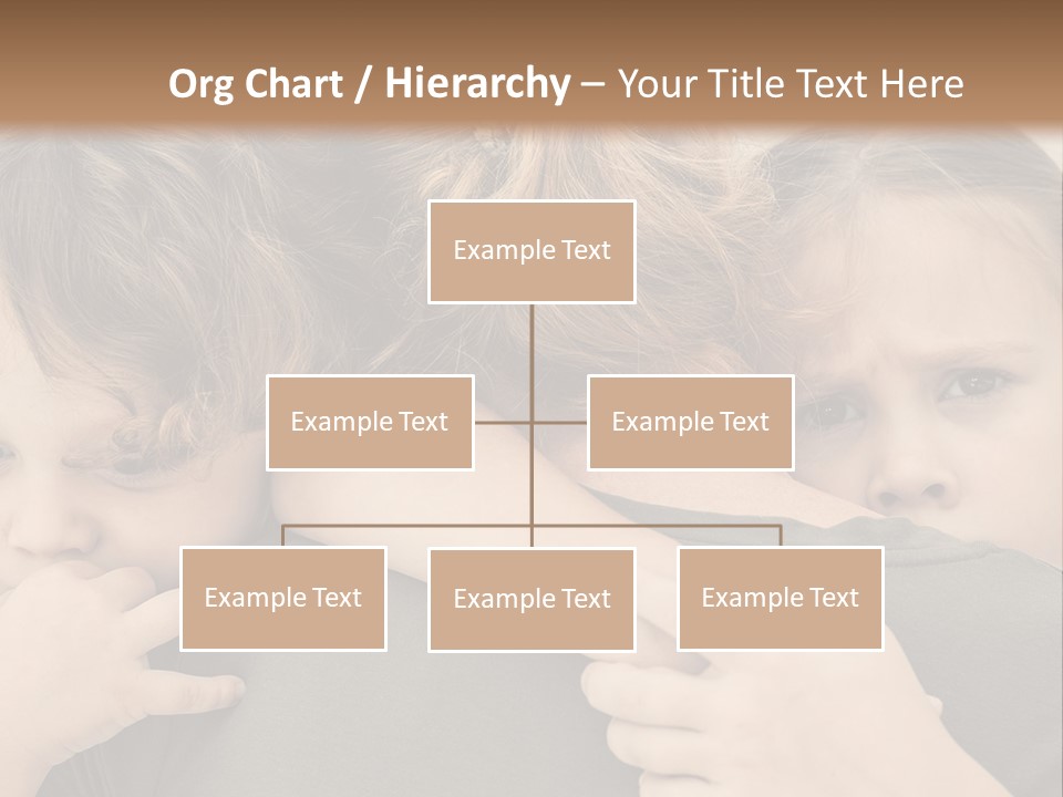 Two Little Girls Hugging Each Other In Front Of A Brown Background PowerPoint Template