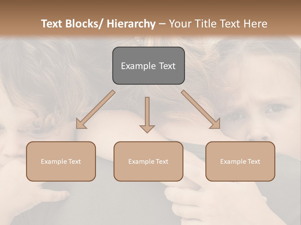 Two Little Girls Hugging Each Other In Front Of A Brown Background PowerPoint Template