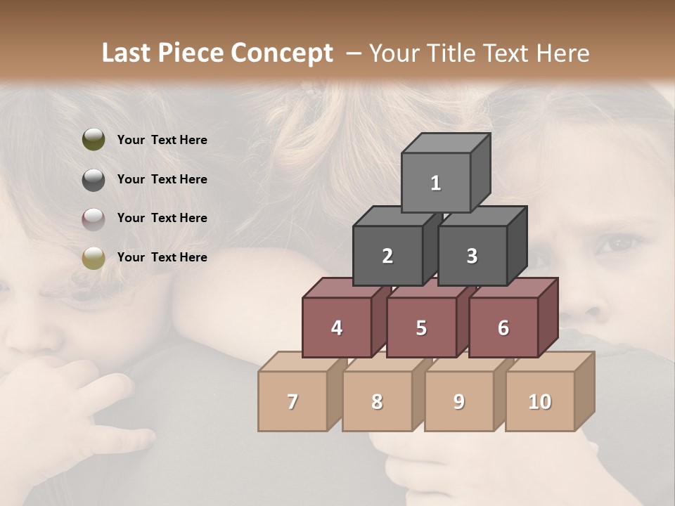 Two Little Girls Hugging Each Other In Front Of A Brown Background PowerPoint Template