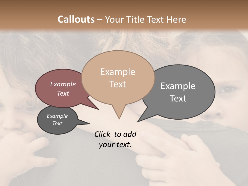 Two Little Girls Hugging Each Other In Front Of A Brown Background PowerPoint Template