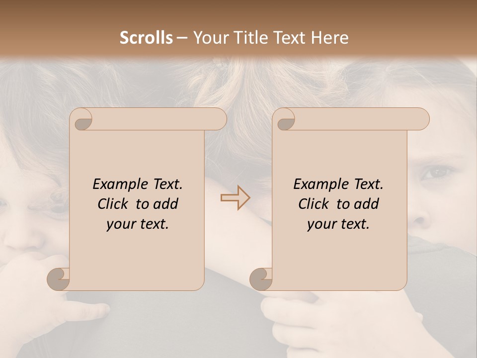 Two Little Girls Hugging Each Other In Front Of A Brown Background PowerPoint Template
