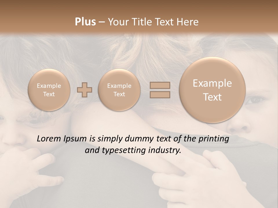 Two Little Girls Hugging Each Other In Front Of A Brown Background PowerPoint Template