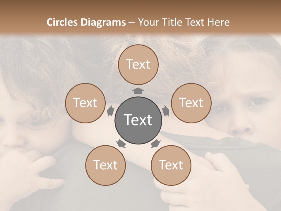 Two Little Girls Hugging Each Other In Front Of A Brown Background PowerPoint Template