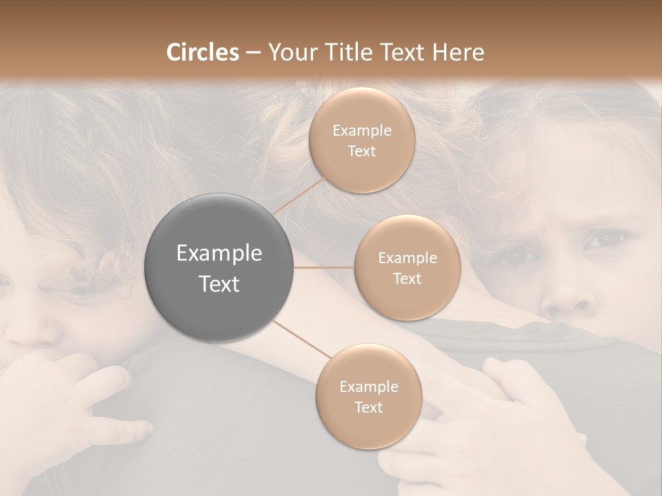 Two Little Girls Hugging Each Other In Front Of A Brown Background PowerPoint Template