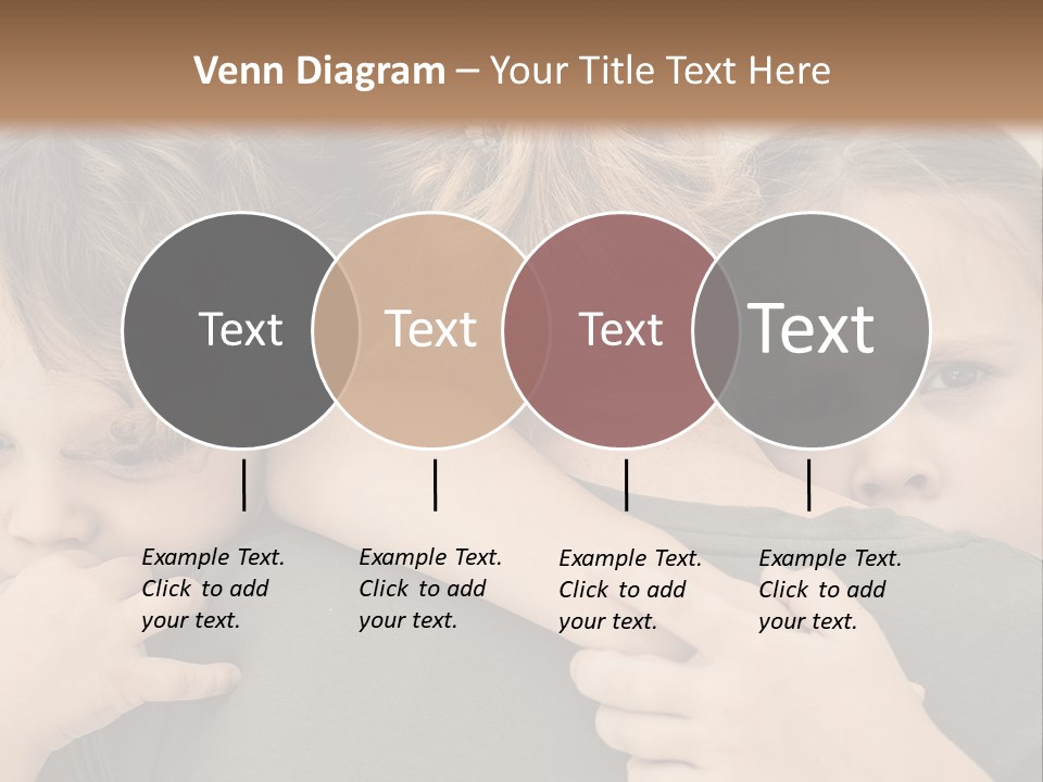 Two Little Girls Hugging Each Other In Front Of A Brown Background PowerPoint Template