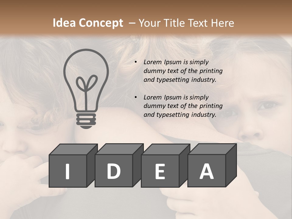 Two Little Girls Hugging Each Other In Front Of A Brown Background PowerPoint Template