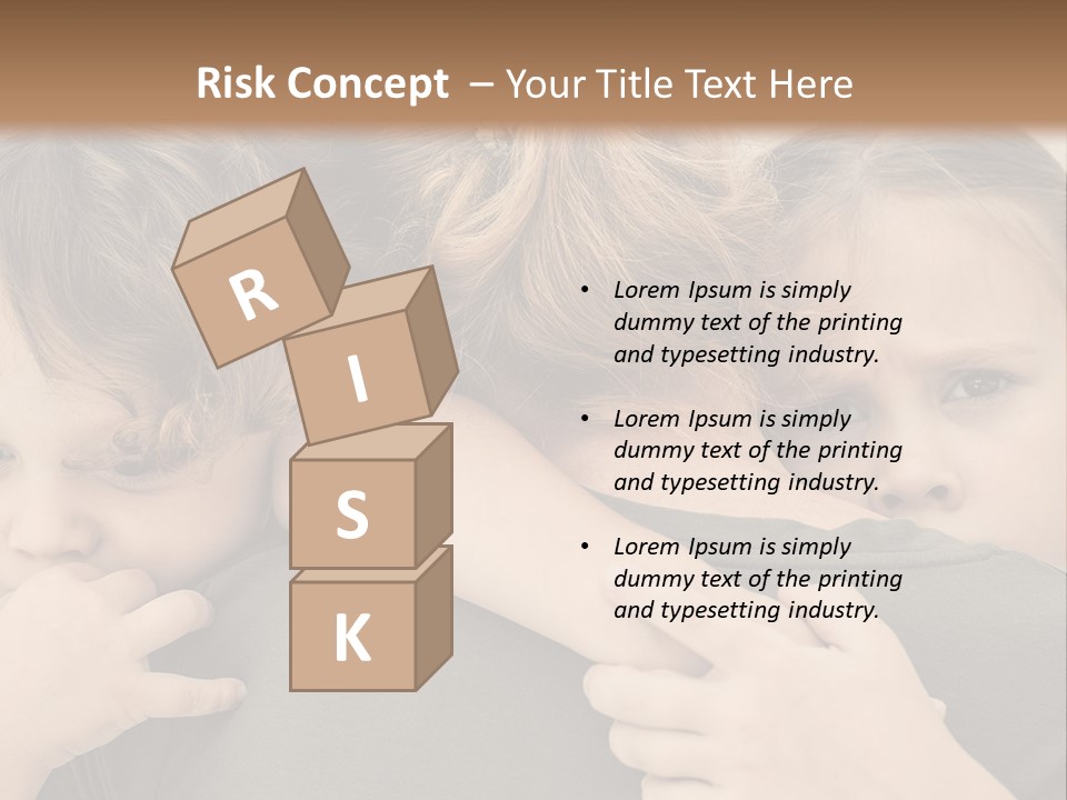 Two Little Girls Hugging Each Other In Front Of A Brown Background PowerPoint Template