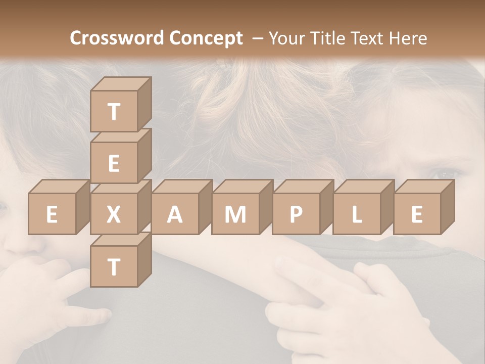 Two Little Girls Hugging Each Other In Front Of A Brown Background PowerPoint Template