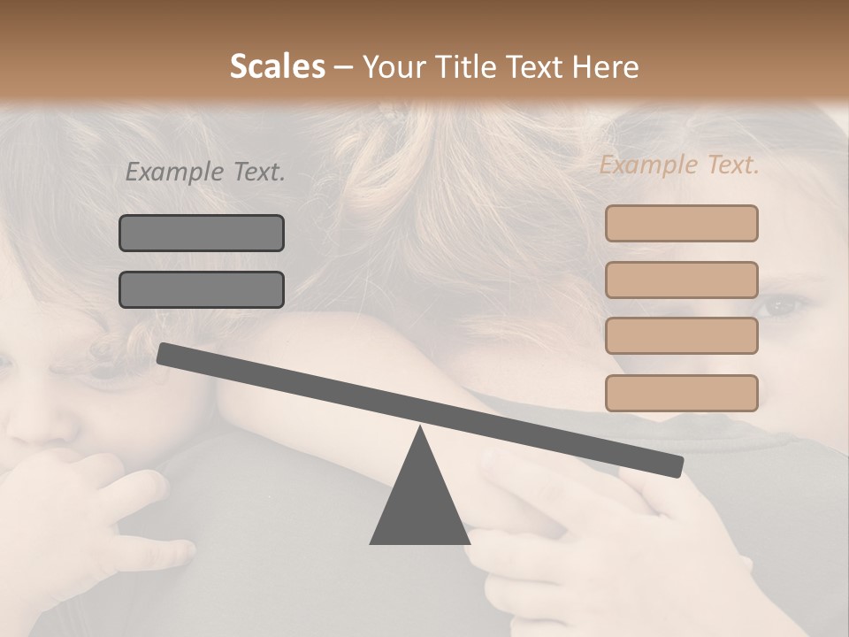 Two Little Girls Hugging Each Other In Front Of A Brown Background PowerPoint Template