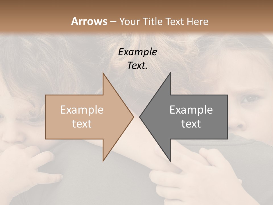 Two Little Girls Hugging Each Other In Front Of A Brown Background PowerPoint Template