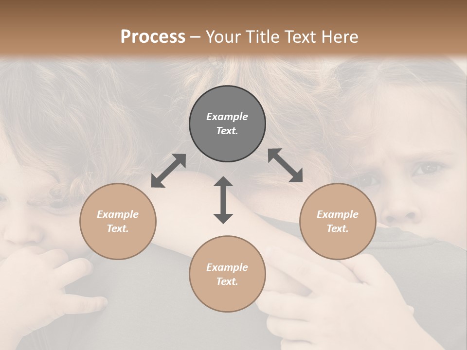 Two Little Girls Hugging Each Other In Front Of A Brown Background PowerPoint Template