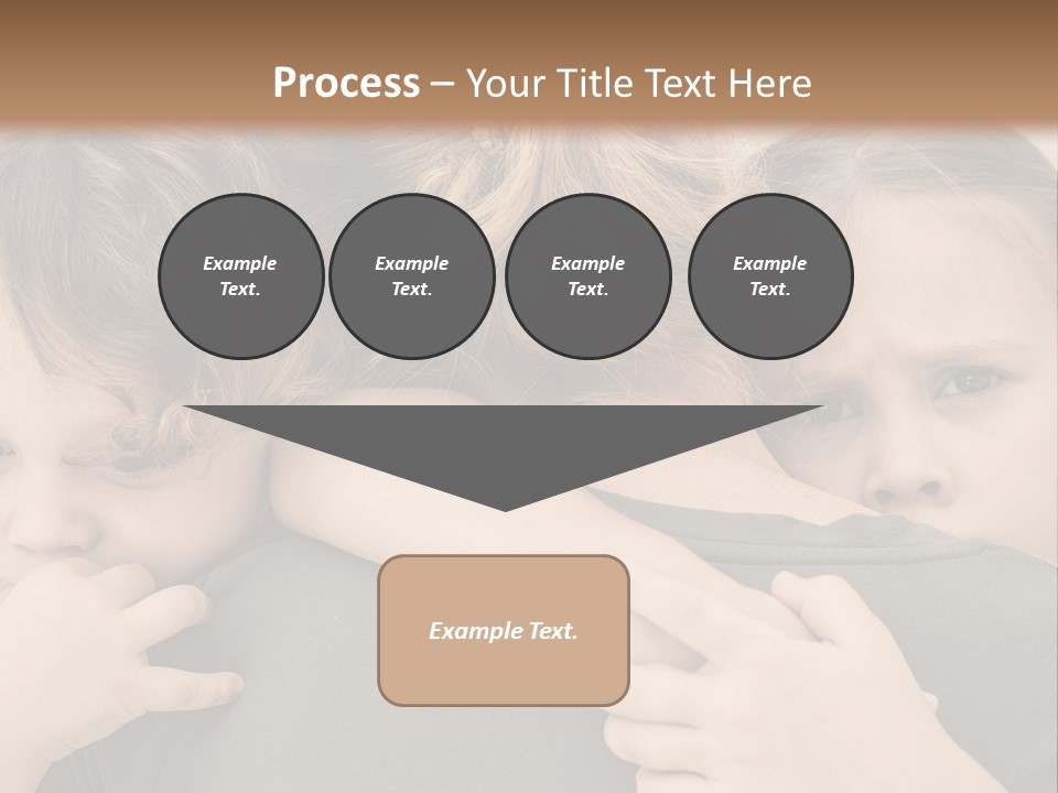 Two Little Girls Hugging Each Other In Front Of A Brown Background PowerPoint Template