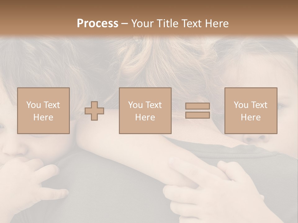 Two Little Girls Hugging Each Other In Front Of A Brown Background PowerPoint Template