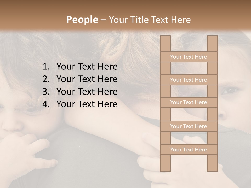 Two Little Girls Hugging Each Other In Front Of A Brown Background PowerPoint Template