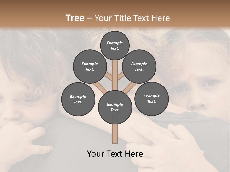 Two Little Girls Hugging Each Other In Front Of A Brown Background PowerPoint Template