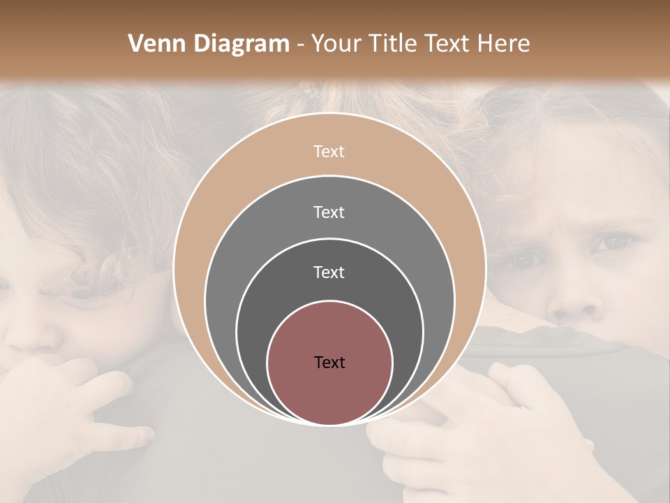 Two Little Girls Hugging Each Other In Front Of A Brown Background PowerPoint Template
