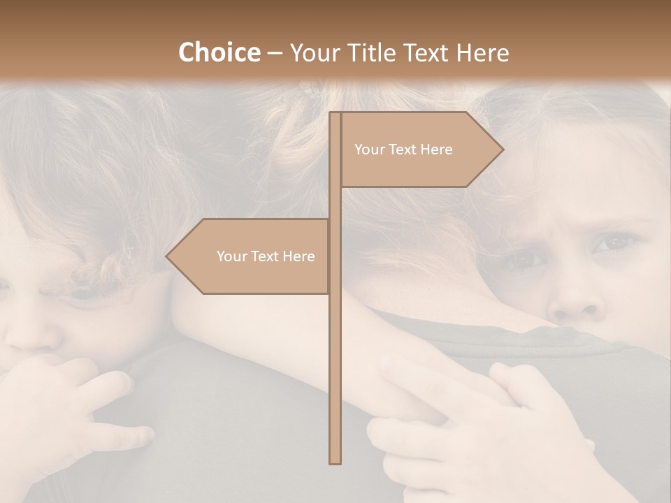 Two Little Girls Hugging Each Other In Front Of A Brown Background PowerPoint Template