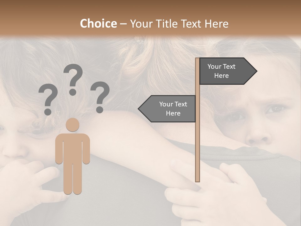 Two Little Girls Hugging Each Other In Front Of A Brown Background PowerPoint Template