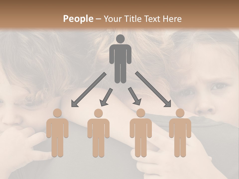 Two Little Girls Hugging Each Other In Front Of A Brown Background PowerPoint Template