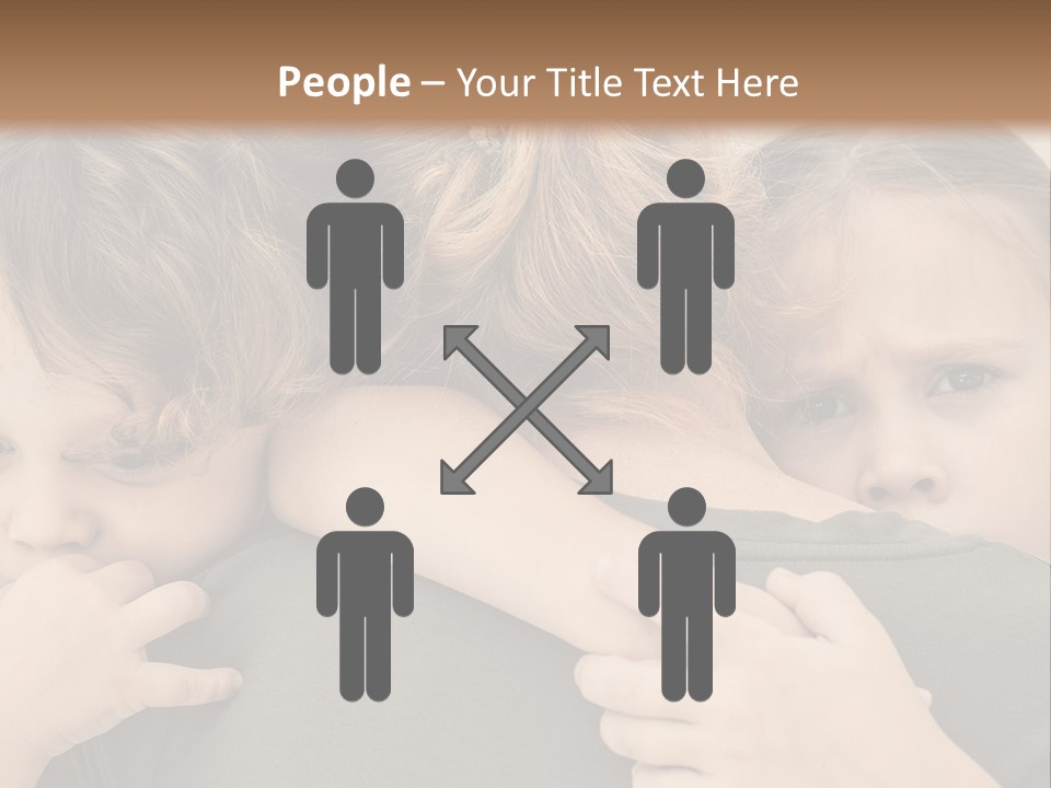 Two Little Girls Hugging Each Other In Front Of A Brown Background PowerPoint Template