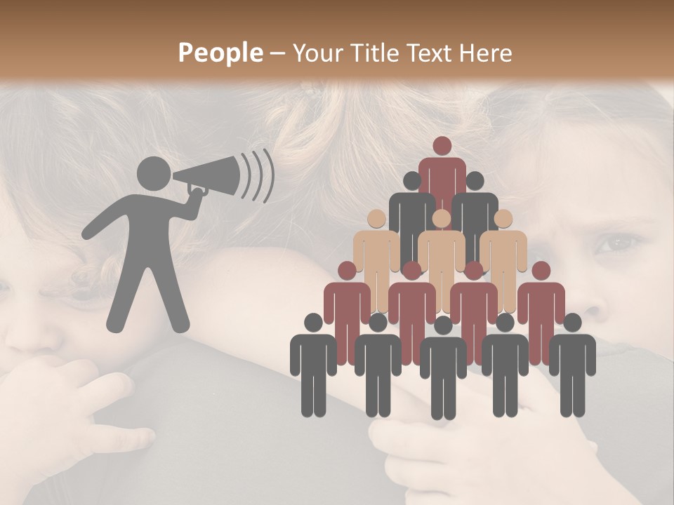 Two Little Girls Hugging Each Other In Front Of A Brown Background PowerPoint Template