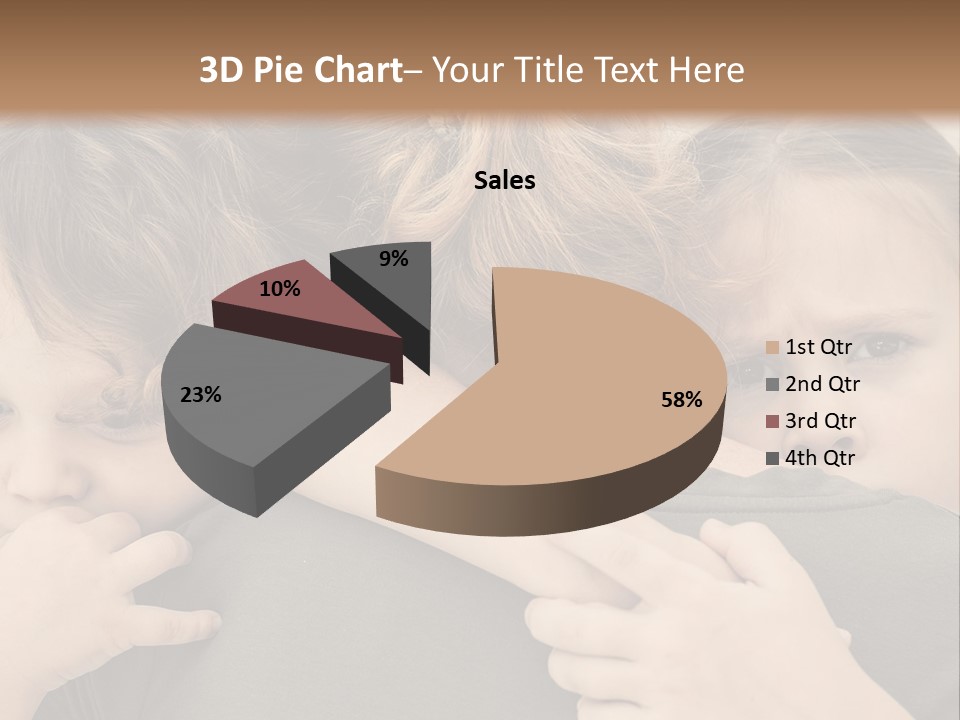 Two Little Girls Hugging Each Other In Front Of A Brown Background PowerPoint Template