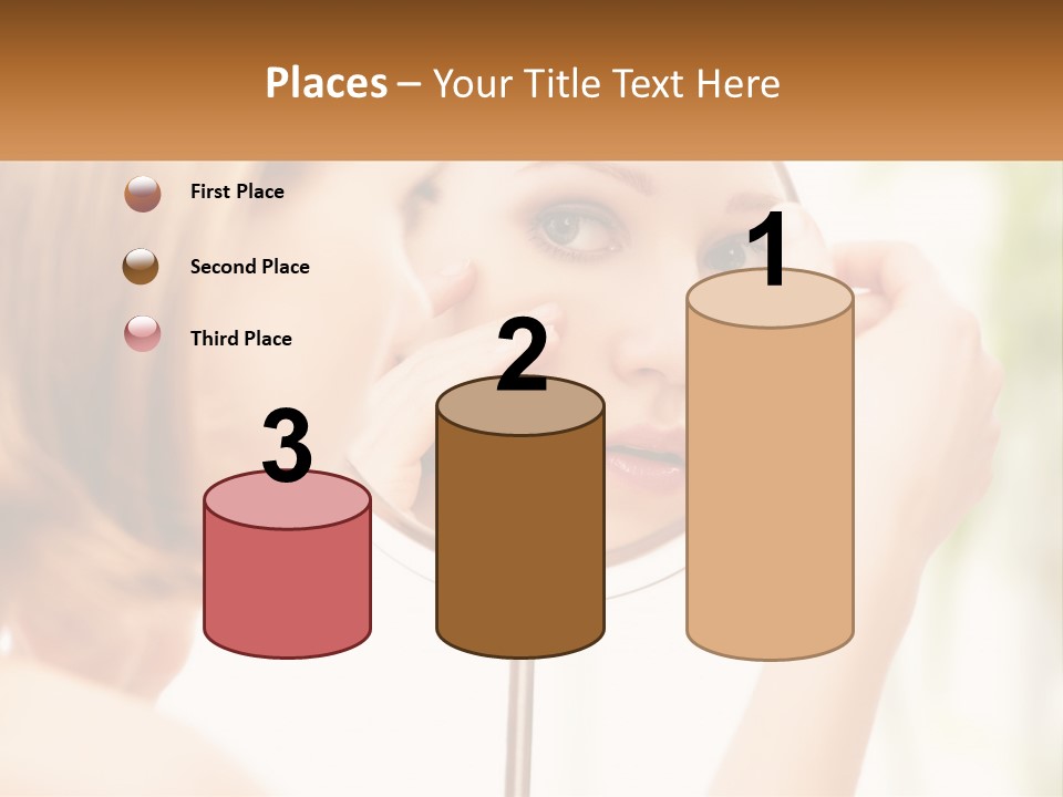 A Woman Looking At Her Face In A Mirror PowerPoint Template