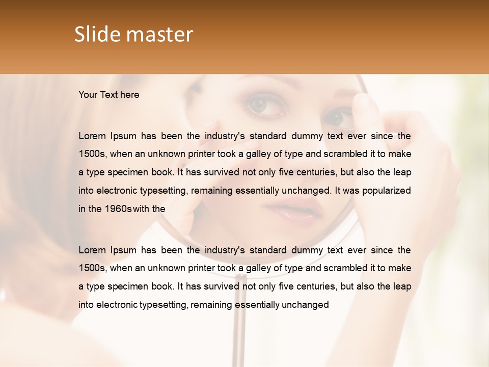 A Woman Looking At Her Face In A Mirror PowerPoint Template