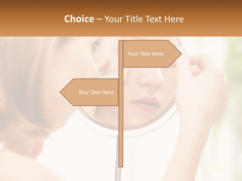 A Woman Looking At Her Face In A Mirror PowerPoint Template
