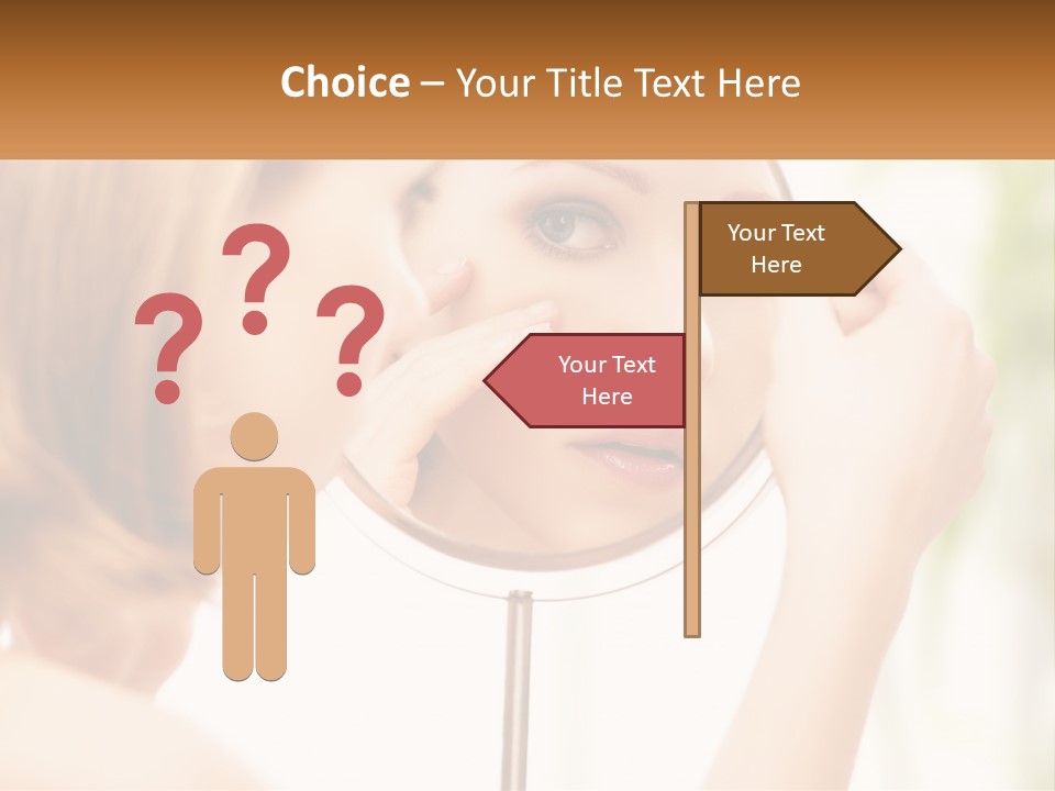 A Woman Looking At Her Face In A Mirror PowerPoint Template