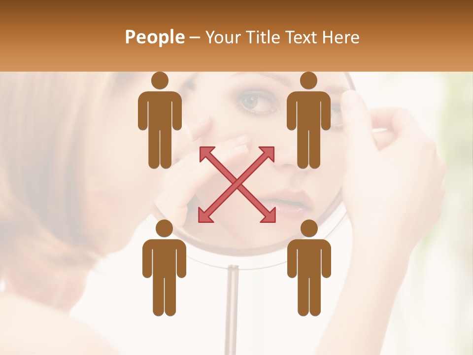 A Woman Looking At Her Face In A Mirror PowerPoint Template