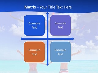 Two People Standing In The Water With A Plane In The Background PowerPoint Template