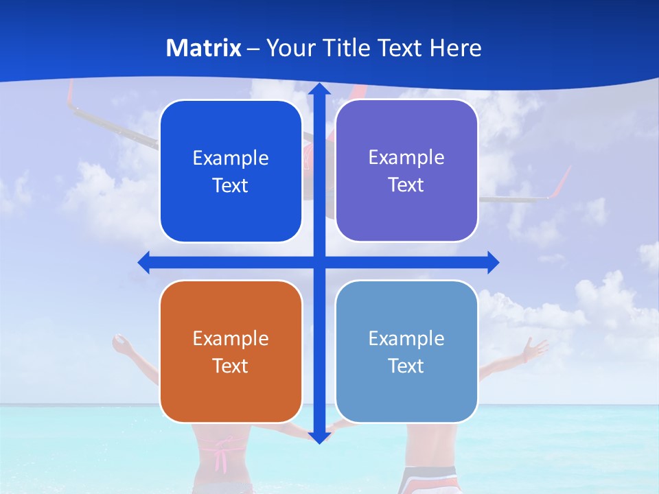 Two People Standing In The Water With A Plane In The Background PowerPoint Template