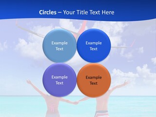 Two People Standing In The Water With A Plane In The Background PowerPoint Template