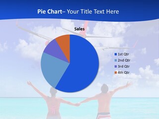 Two People Standing In The Water With A Plane In The Background PowerPoint Template