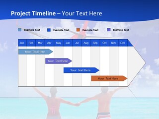 Two People Standing In The Water With A Plane In The Background PowerPoint Template