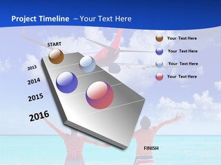 Two People Standing In The Water With A Plane In The Background PowerPoint Template