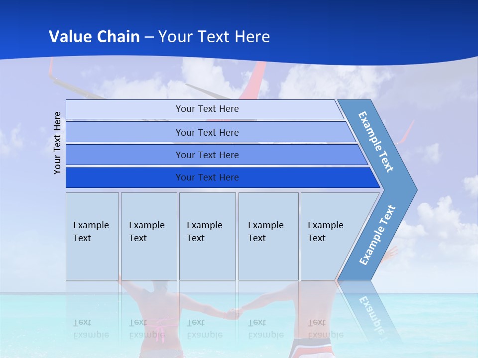 Two People Standing In The Water With A Plane In The Background PowerPoint Template