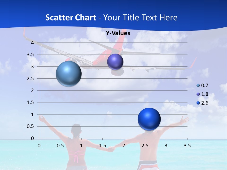 Two People Standing In The Water With A Plane In The Background PowerPoint Template